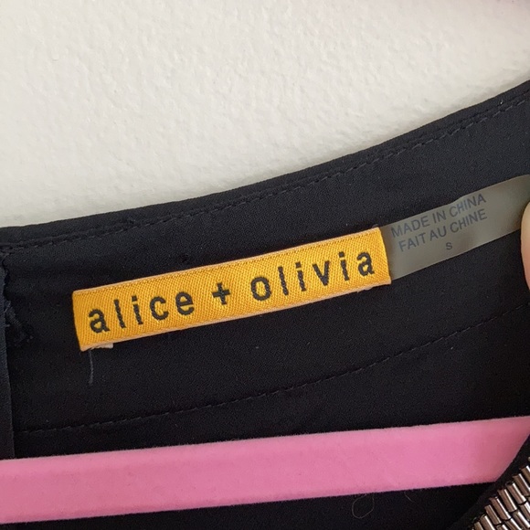 Alice + Olivia Black Retro Silk Bead Embroidered Cocktail Mini Dress Size Small - Picture 6 of 14